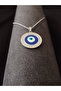 Stainless Steel Women's Necklace - Silver Color, Evil Eye Bead Design - 4