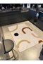 Cream Colored Geometric Themed Patterned Woven Base Carpet and Washable Carpet Miravip10220 - 2