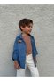 Boy's Seasonal Cotton Paw Dog Embroidered Blue Shirt T-Shirt Set of 2 - 3