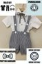 Houndstooth Short Buttoned Salopet, White Shirt, Bow Tie Set Baby Kids Clothing Boys And Girls Holiday
