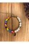 Colorful Sand Bead Pearl Detailed Starry Heart Pearl Bracelet - 3