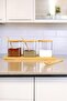 3-Piece Borosilicate Thin Glass Spice Jar Set with Wooden Stand, Brown – F/3 - 2