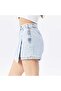 Kn Women's Ice Blue Stonewashed Denim Cargo Pocket Denim Shorts Skirt - 5