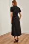 Black Leopard Print Long Dress for Women - Deep Cut and Lace-up ELB-19002213 - 5