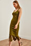 Women's Khaki Strap Tassel Knitwear Dress Elb- 19002216 - 5