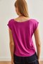 Women's Purple Silver Stitching Detail V-Neck Knitted Viscose Blouse Blz- 19002659 - 2