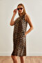 Women's Leopard Black Pocket a Form Woven Viscon Dress Elb- 19002221 - 4