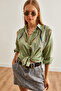 Women's Water Mold Green Palm Sequin Detailed Woven Shirt Gml- 19001225 - 5