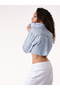 Light Blue Pocket Flap Crop Jacket - 2