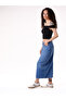 Medium Blue Buttoned Front Pencil Skirt - 2