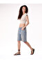 Light Blue Cut-Off Bermuda Shorts - 5