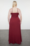 Plum Straps Slit Long Woven Plus Size Evening/Night/Graduation/Engagement Dress Tbbss22Ad00001 - 5