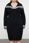 Black Sailor Collar Premium Soft Fabric Knitwear Dress Tbbaw25Ah00006 - 3