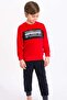 Rolypoly Tyrannosaurus Red Boys Velvet Tracksuit Set