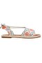 Women's Vegan Leather Beige Lace-up Sandals - Lost In Pattern Design - 5