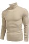سترة تريكو بياقة مدورة للرجال باللون البيج - 2