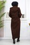 Front Tie Cashmere Coat Brown Mi̇h19169 - 5