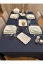 Navy Blue Cotton Linen Tablecloth - Liquid Resistant, Care Free - 7