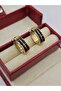 Black Jewelled Hoop Steel Earrings - 5