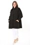 Women's Large Size Black 4 Pockets Relaxed Fit Long Denim Coat 65N37893