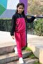 79 Printed Black-Fuchsia Hooded Tracksuit Set - 3