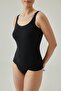 Women's Black Wide Neck Strap Lace Tank Top - 4