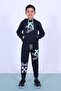 X Printed Kangaroo Pocket Hooded Boy's Bottom-Top Tracksuit Set