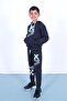 X Printed Kangaroo Pocket Hooded Boy's Bottom-Top Tracksuit Set - 2