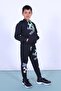 X Printed Kangaroo Pocket Hooded Boy's Bottom-Top Tracksuit Set - 3