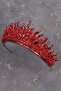 Crystal Stone Bead Embellished Bridal Henna Wedding Crown Red