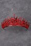 Crystal Stone Bead Embellished Bridal Henna Wedding Crown Red - 2