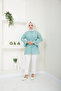 Pleated Sleeve Shirt Collar Hijab Tunic - 4