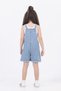 Cotton Strappy Girls' Denim Shorts Jumpsuit with Pockets - 3