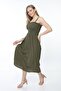Women's Khaki Strap Gipe Detailed Dress - 3