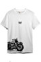 Chopper Motorcycle Side Detail Printed 100% Cotton White T-Shirt