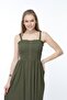 Women's Khaki Strap Gipe Detailed Dress - 2