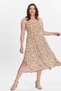 Women's Camel Floral Print Woven Dress - 2