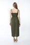 Women's Khaki Strap Gipe Detailed Dress - 5