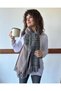 Plaid Dark Camel Feather Shawl Std