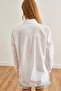 Women's Daisy White Embroidery Detail Oversize Woven Shirt Gml- 19001228 - 2