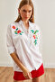 Women's Azalea White Embroidery Detailed Oversize Woven Shirt Gml- 19001228 - 6
