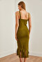 Women's Khaki Strap Tassel Knitwear Dress Elb- 19002216 - 6