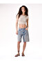 Light Blue Cut-Off Bermuda Shorts - 2