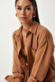 Women's Tan Oversize Linen Ayrobin Shirt Dd01222 - 2