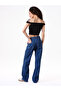 Navy Blue Patched Pocket Wideleg Jeans - 3