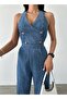 Denim Gold Jumpsuit - Button Detailed