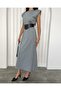 Gray Padded Sleeveless Maxi Length Combed Cotton Dress 10.207