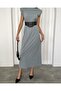 Gray Padded Sleeveless Maxi Length Combed Cotton Dress 10.207 - 4