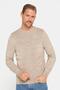 Men's Slim Fit Crew Neck Self Patterned Cream Color Knitwear Sweater - 2