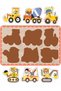 Cute Construction Vehicles Excavator, Mixer, and Building Block Wooden Puzzle - 3